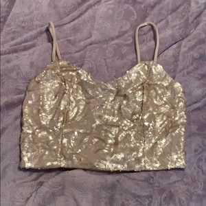 Gold sequin crop top
